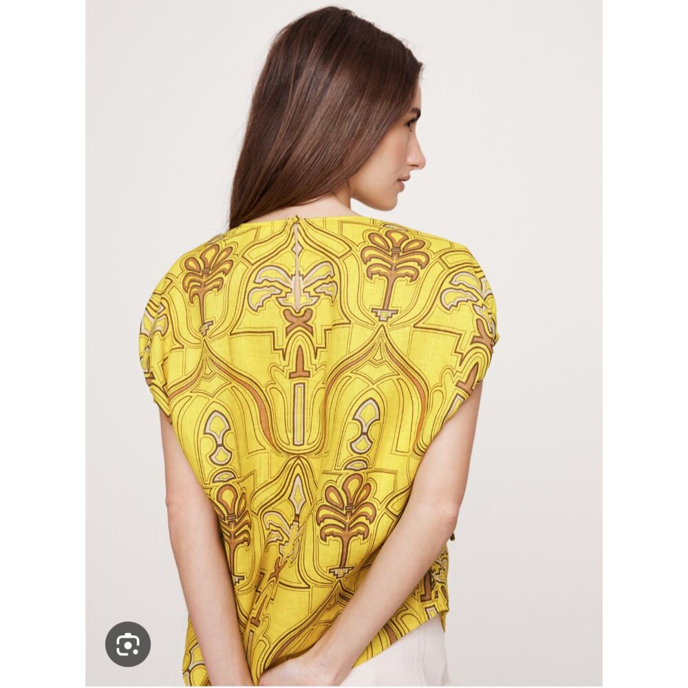 NWT XS Banana Republic Yellow European Linen Top with Tie Sleaves - Top Only